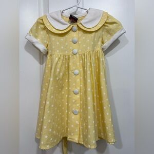 Vintage Good Lad Yellow Polka Dot Peter Pan Collar Dress 2T